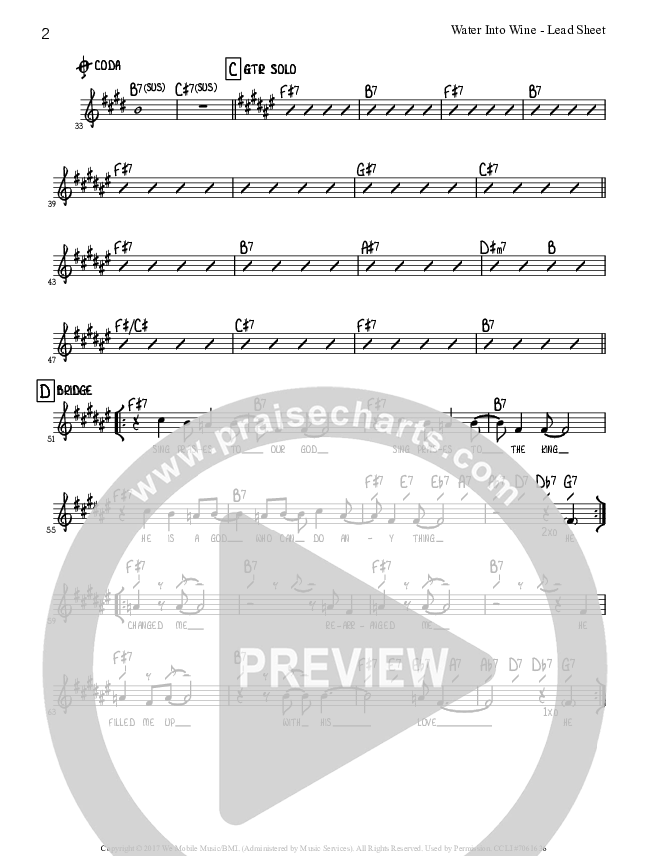 Water Into Wine Sheet Music PDF (Tommy Walker) PraiseCharts