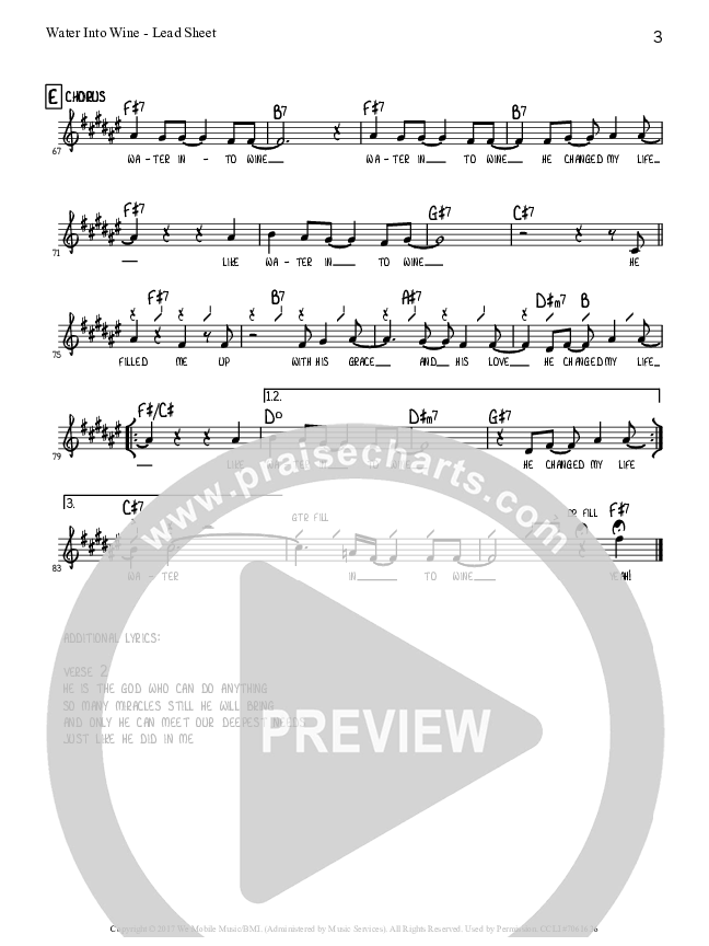 Water Into Wine Sheet Music PDF (Tommy Walker) PraiseCharts