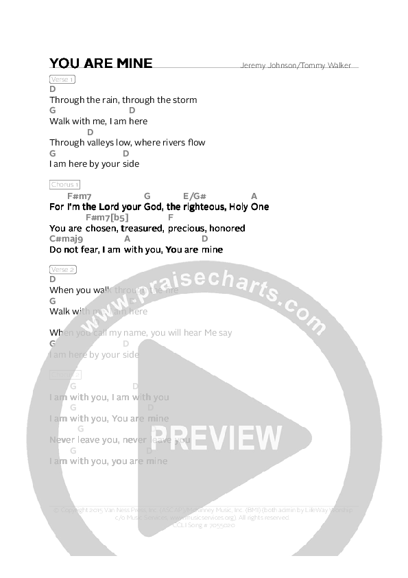 You Are Mine Chords & Lyrics (Tommy Walker)