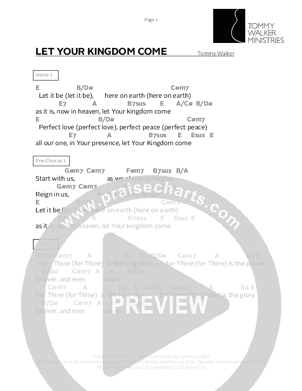 Let Your Kingdom Come Chords & Lyrics (Tommy Walker)