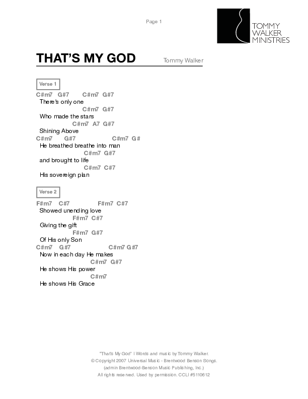 That's My God Chords & Lyrics (Tommy Walker)