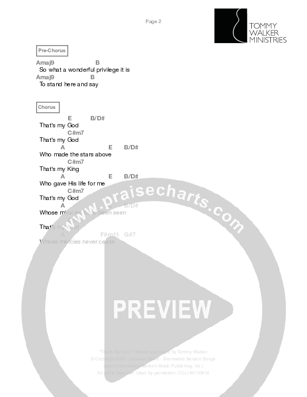 That's My God Chords & Lyrics (Tommy Walker)