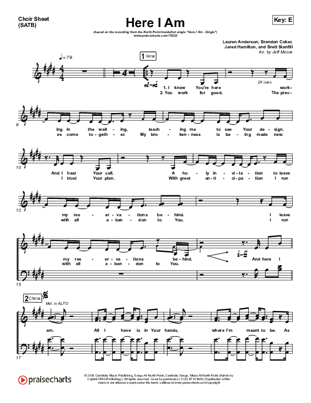 Here I Am Choir Sheet (SATB) (North Point Worship / Kaycee Hines)