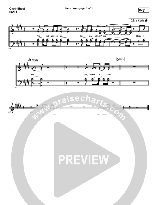 Here I Am Choir Sheet (SATB) (North Point Worship / Kaycee Hines)