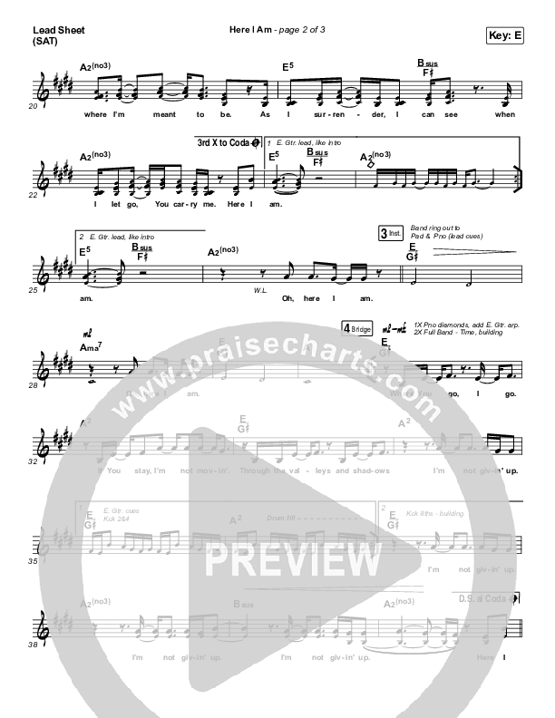Here I Am Lead Sheet (SAT) (North Point Worship / Kaycee Hines)