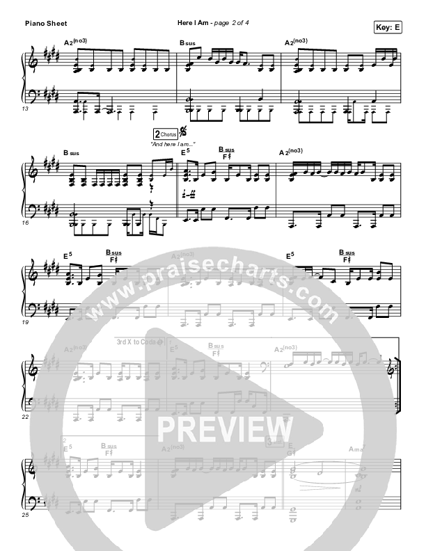 Here I Am Piano Sheet (North Point Worship / Kaycee Hines)
