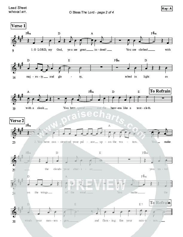 O Bless The Lord (Psalm 104) Lead Sheet (Victor Rodriguez)