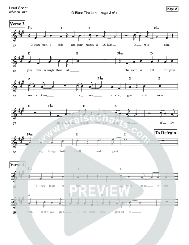 O Bless The Lord (Psalm 104) Lead Sheet (Victor Rodriguez)
