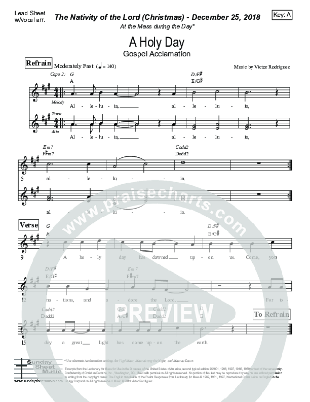 A Holy Day Lead Sheet (Victor Rodriguez)