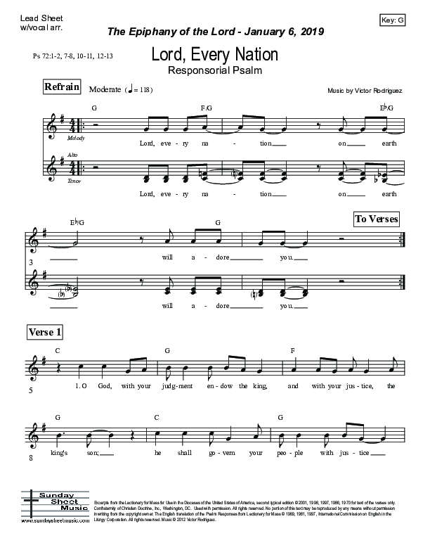 Lord Every Nation (Psalm 72) Lead Sheet (Victor Rodriguez)