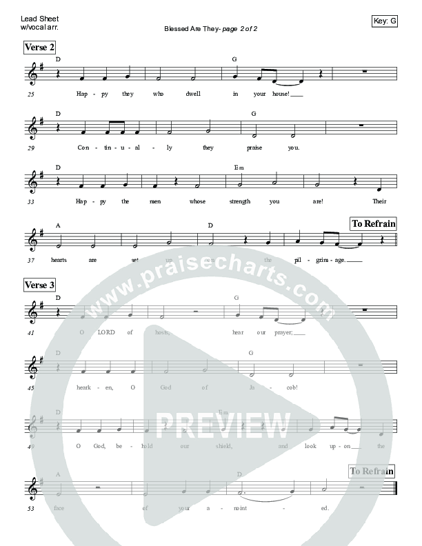 Blessed Are They (Psalm 84) Lead Sheet (Victor Rodriguez)