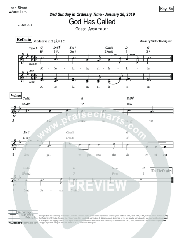 God Has Called (2 Thessalonians 2) Lead Sheet (Victor Rodriguez)