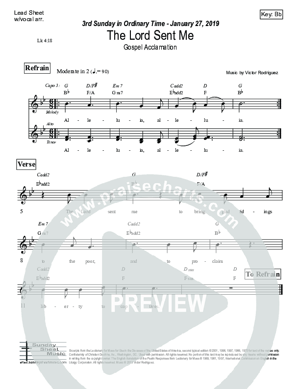 The Lord Sent Me (Luke 4) Lead Sheet (Victor Rodriguez)