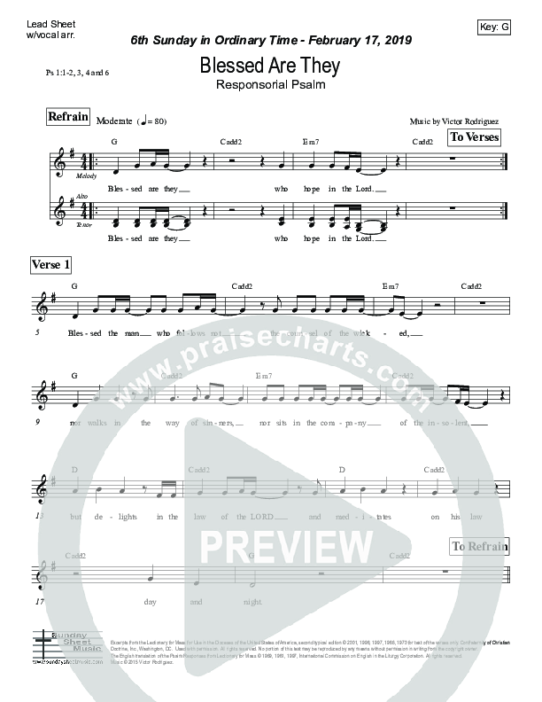 Blessed Are They (Psalm 1) Lead Sheet (Victor Rodriguez)