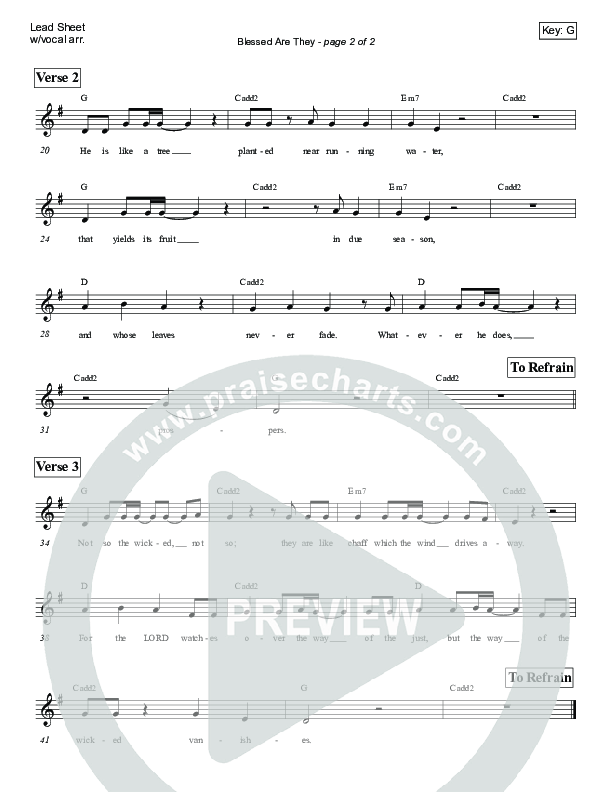 Blessed Are They (Psalm 1) Lead Sheet (Victor Rodriguez)