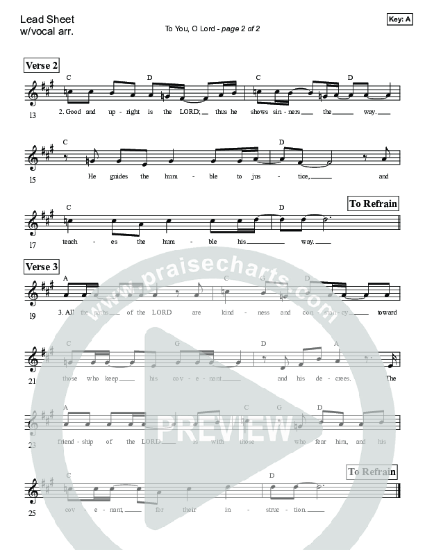 To You O Lord (Psalm 25) Lead Sheet (Victor Rodriguez)