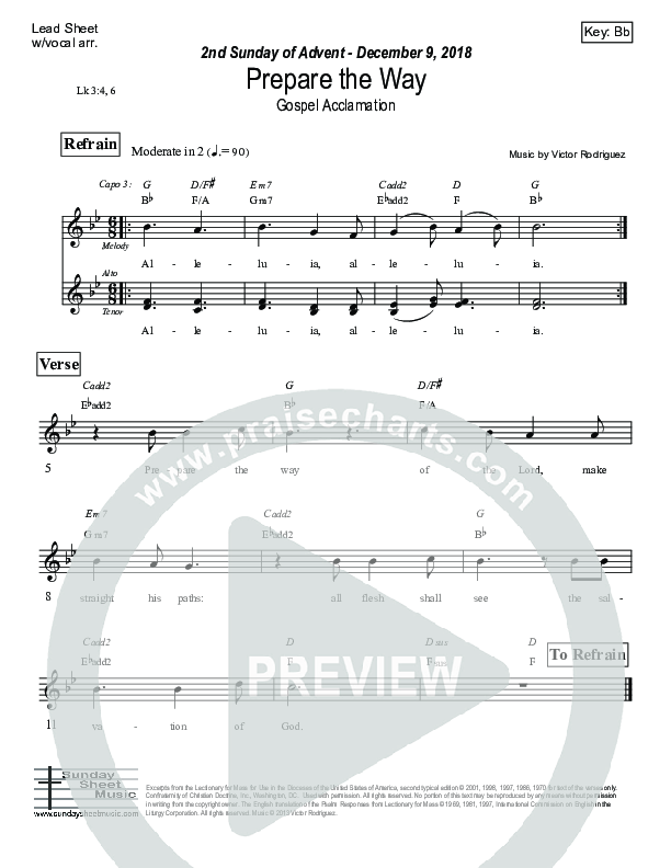 Prepare The Way (Luke 3) Lead Sheet (Victor Rodriguez)