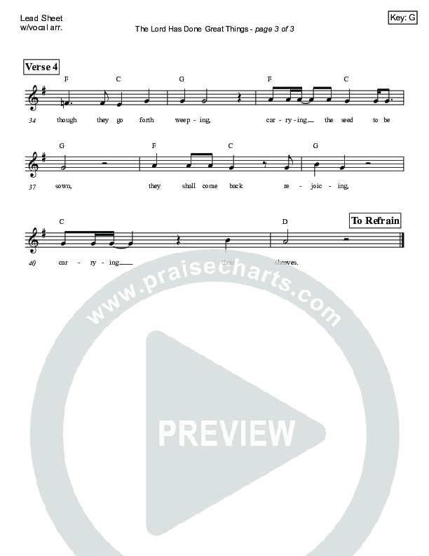 The Lord Has Done Great Things (Psalm 126) Lead Sheet (Victor Rodriguez)