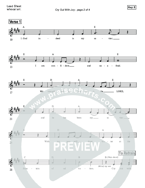 Cry Out With Joy (Isaiah 12) Lead Sheet (Victor Rodriguez)