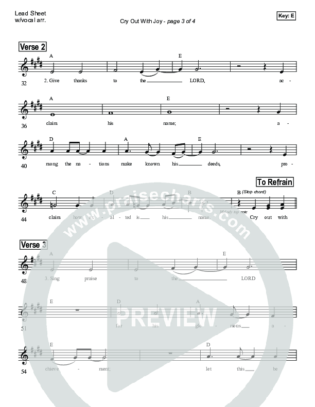 Cry Out With Joy (Isaiah 12) Lead Sheet (Victor Rodriguez)