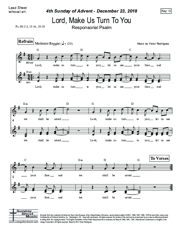 Lord Make Us Turn To You (Psalm 80) Lead Sheet (Victor Rodriguez)