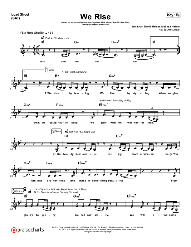 We Rise Lead Sheet (SAT) (Cageless Birds)