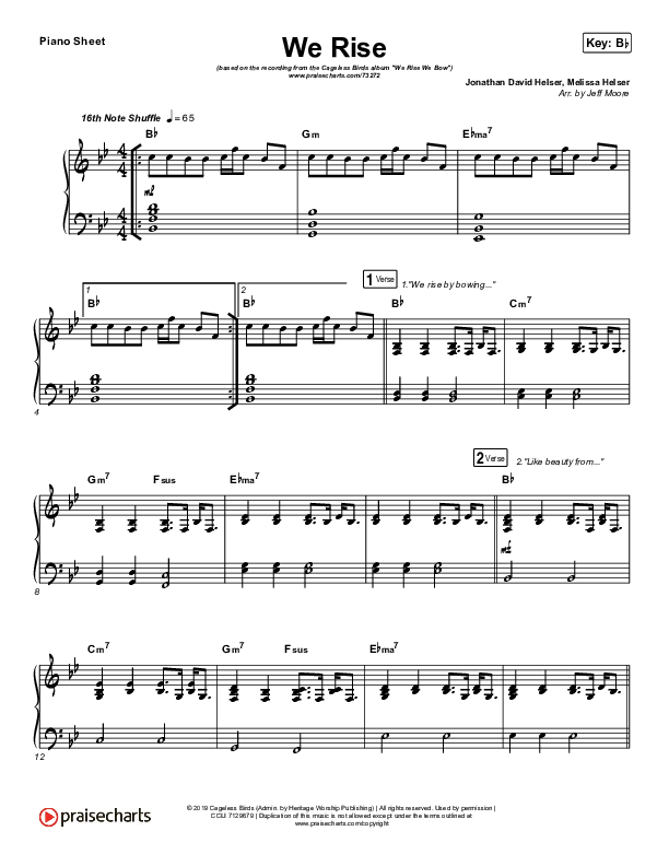 We Rise Piano Sheet (Cageless Birds)