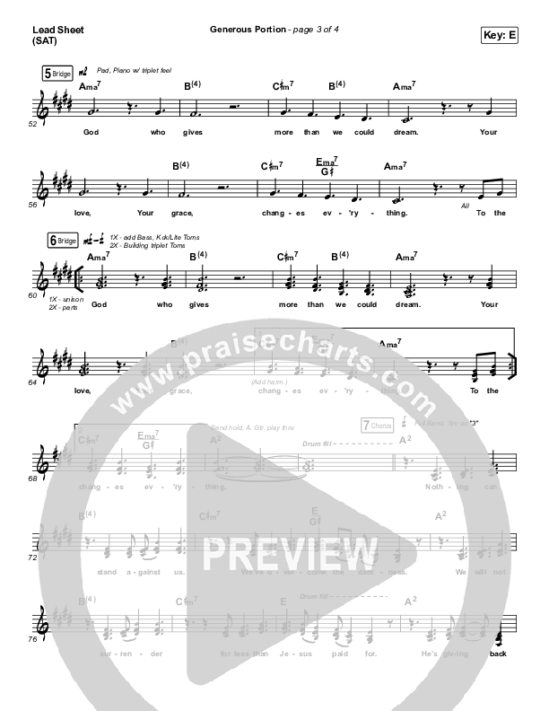 Generous Portion Lead Sheet (SAT) (Cageless Birds)