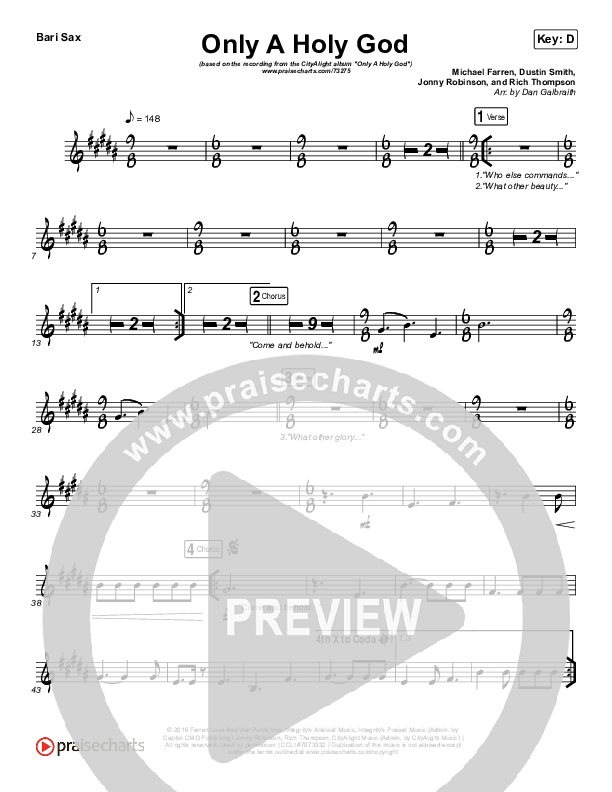 Only A Holy God Bari Sax (CityAlight)