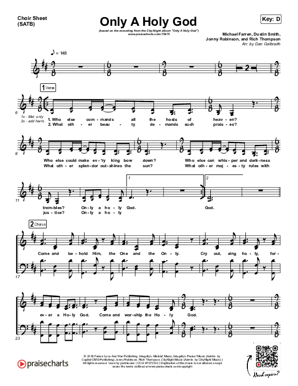 Only A Holy God Choir Vocals (SATB) (CityAlight)