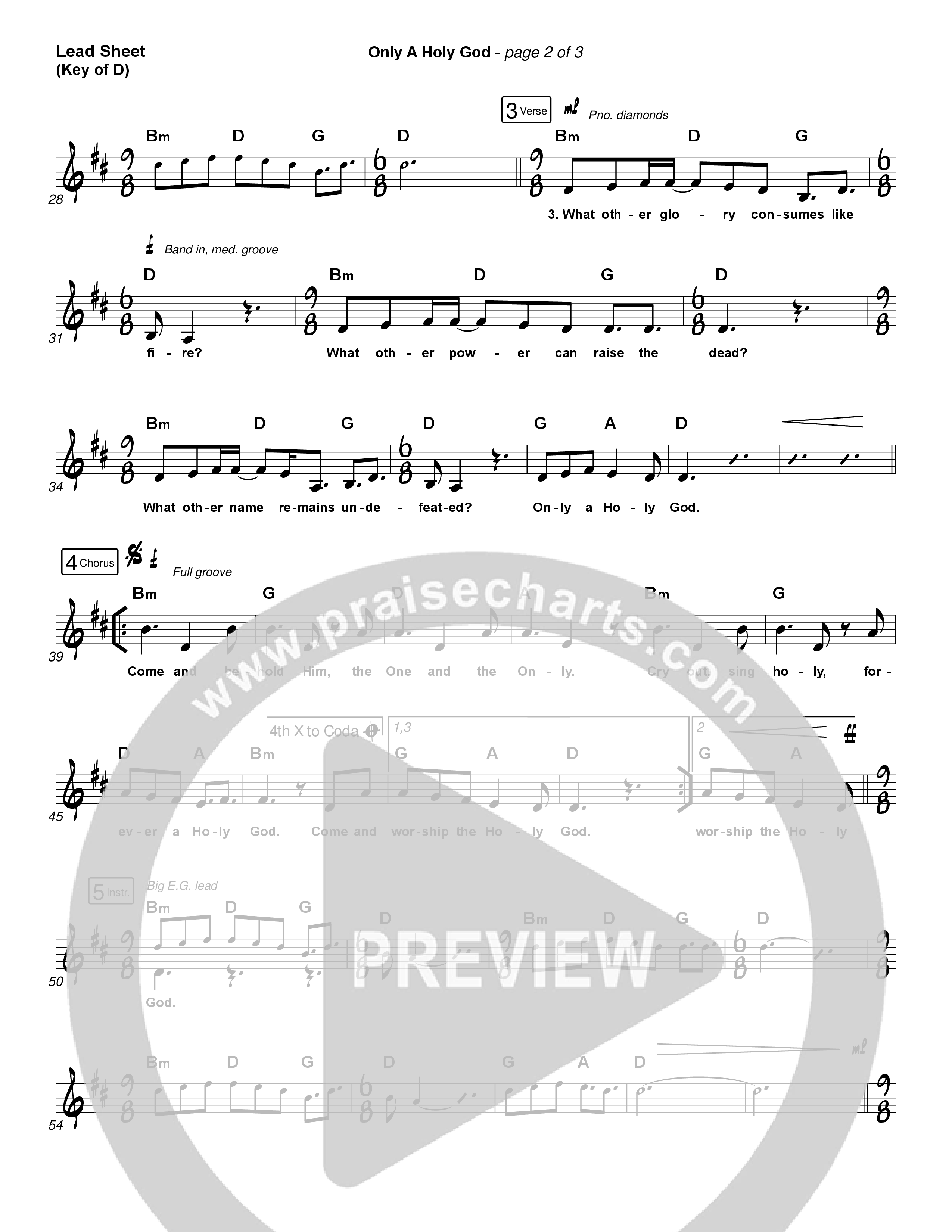 Only A Holy God Lead Sheet (Melody) (CityAlight)