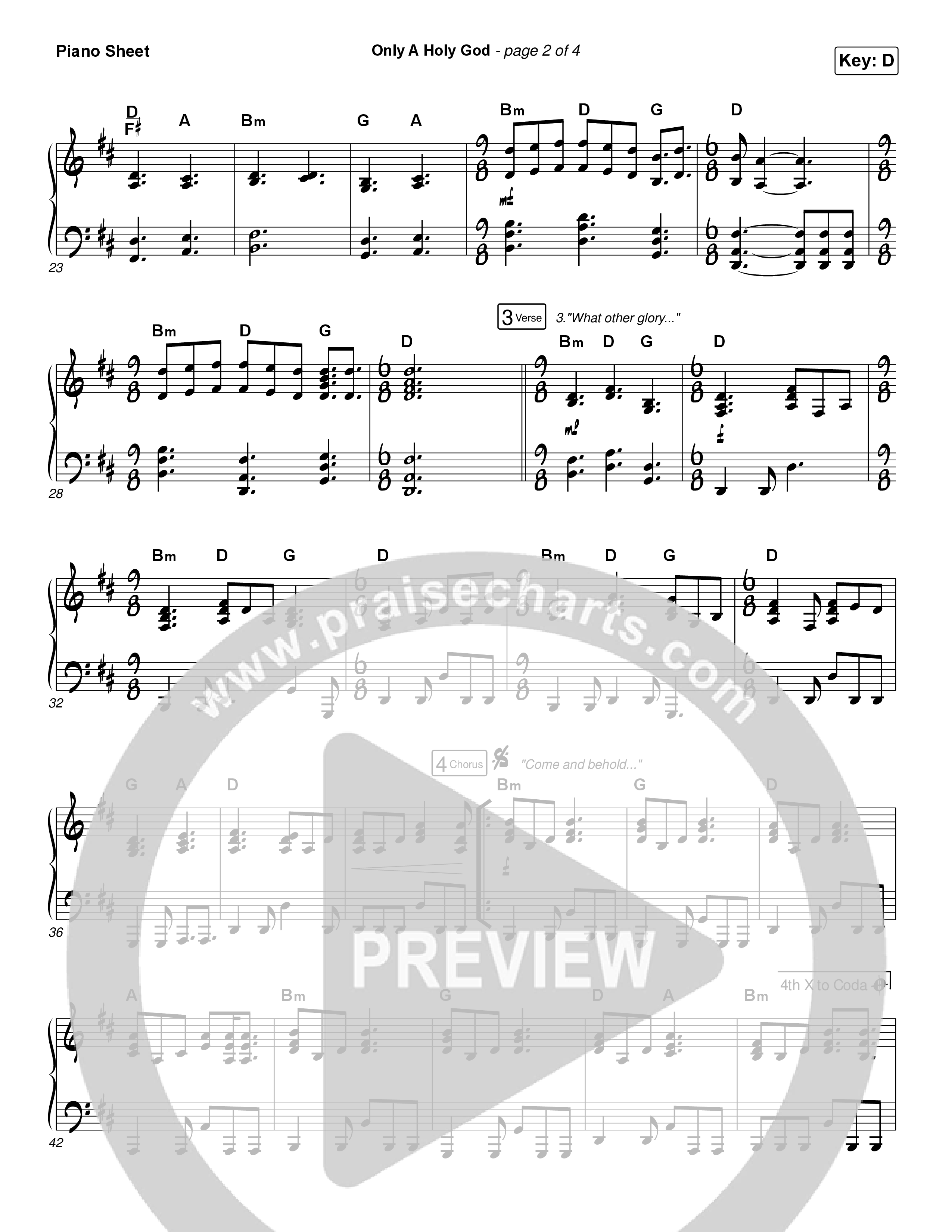 Only A Holy God Piano Sheet (CityAlight)