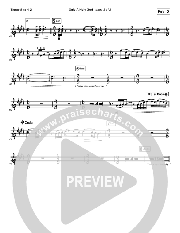 Only A Holy God Tenor Sax 1,2 (CityAlight)