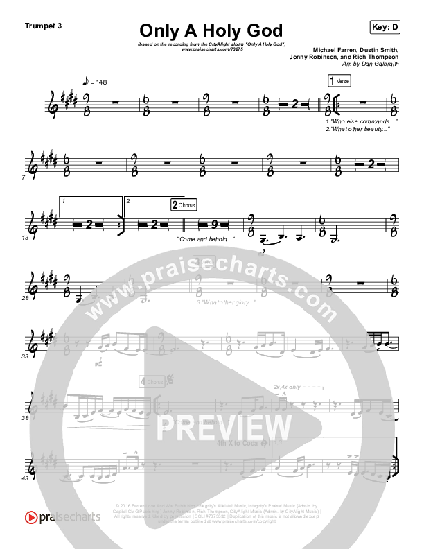 Only A Holy God Trumpet 1,2 (CityAlight)