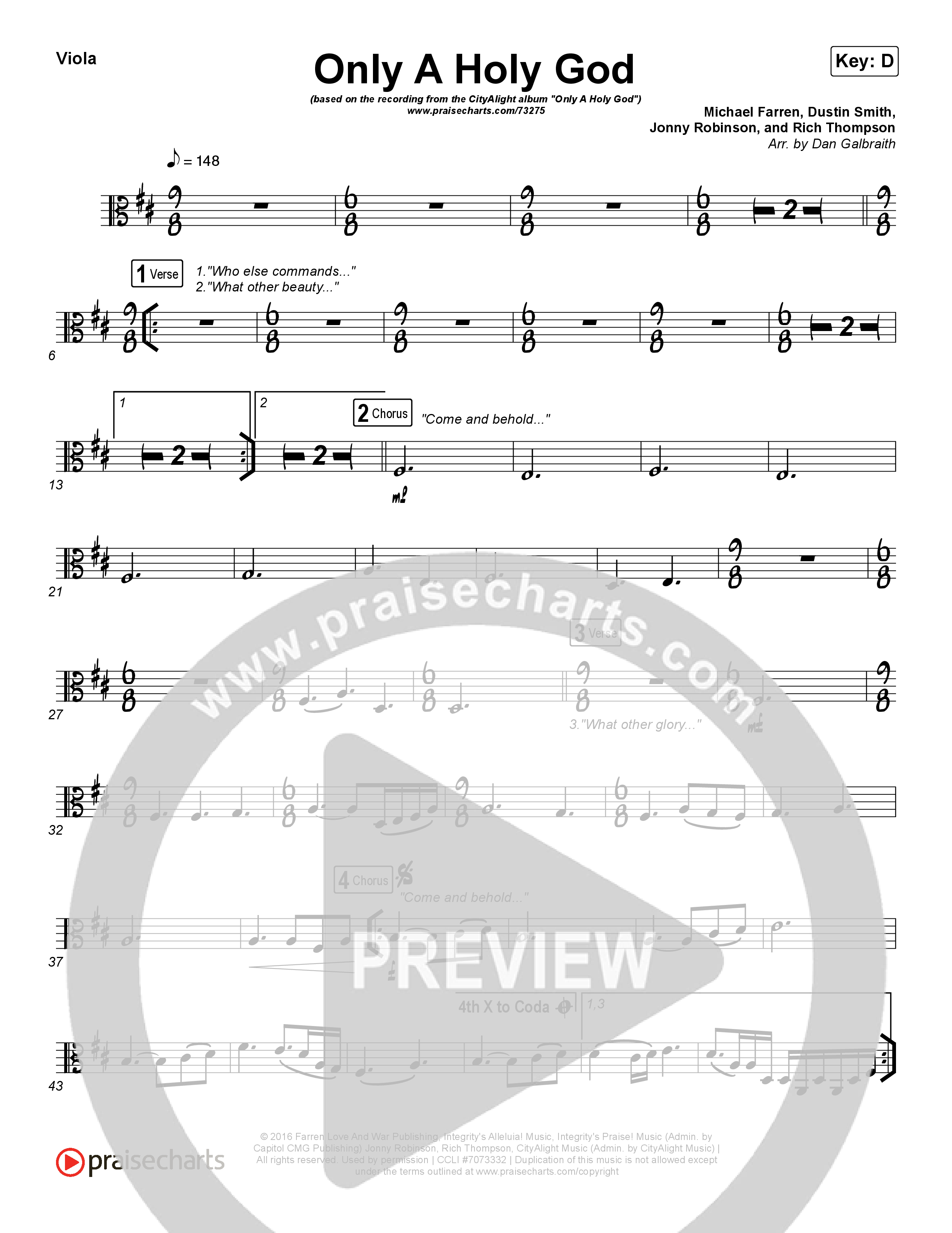 Only A Holy God Viola (CityAlight)