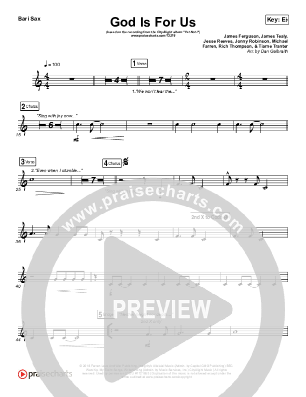 God Is For Us Bari Sax (CityAlight)