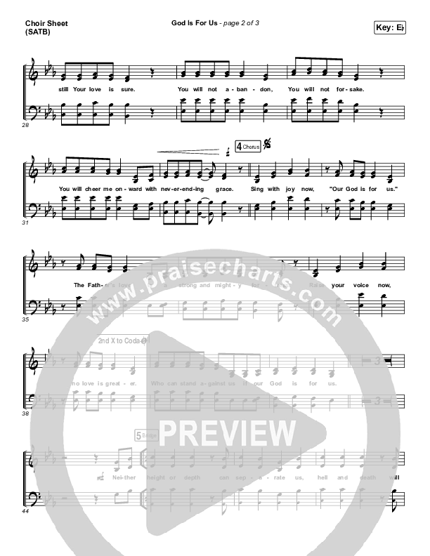 God Is For Us Choir Sheet (SATB) (CityAlight)