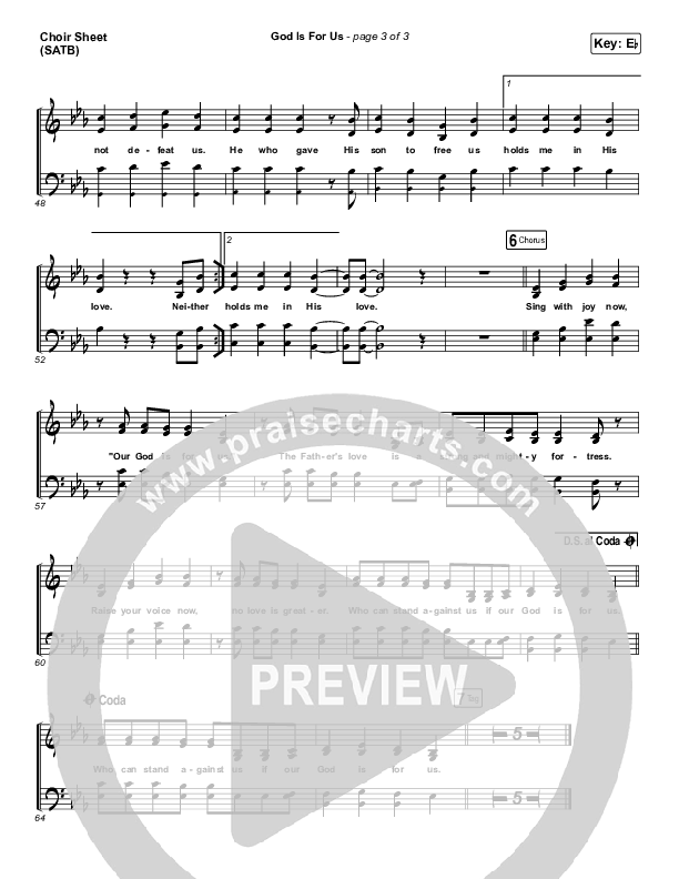 God Is For Us Choir Sheet (SATB) (CityAlight)