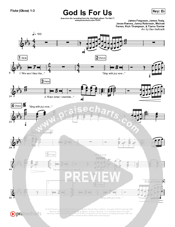 God Is For Us Flute/Oboe 1/2/3 (CityAlight)