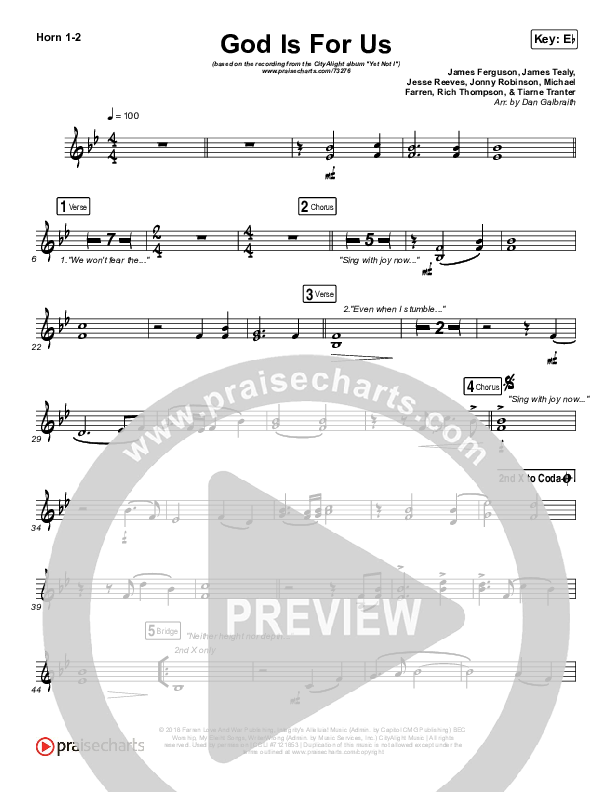 God Is For Us French Horn 1,2 (CityAlight)