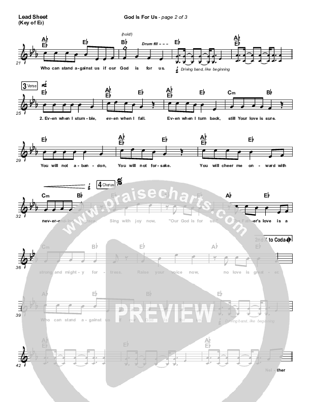 God Is For Us Lead Sheet (Melody) (CityAlight)
