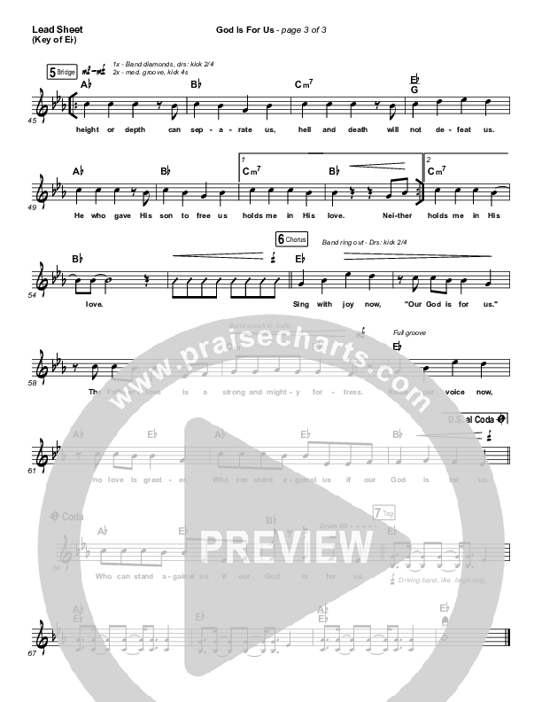 God Is For Us Lead Sheet (Melody) (CityAlight)