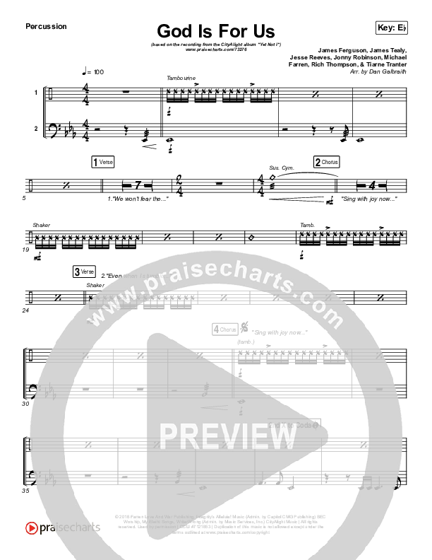 God Is For Us Percussion (CityAlight)