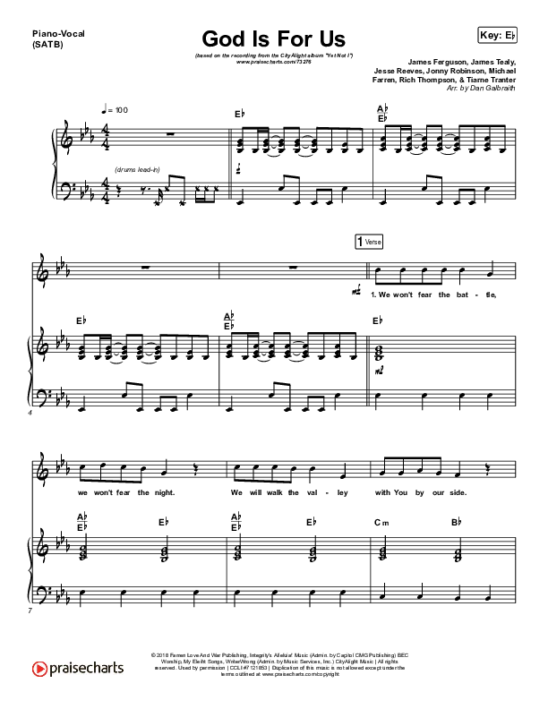 God Is For Us Piano/Vocal (SATB) (CityAlight)