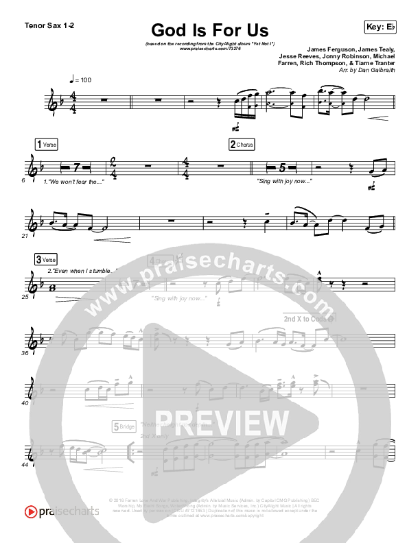 God Is For Us Tenor Sax 1,2 (CityAlight)