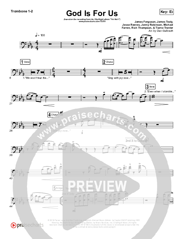 God Is For Us Trombone 1/2 (CityAlight)