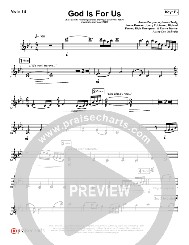 God Is For Us Violin 1,2 (CityAlight)