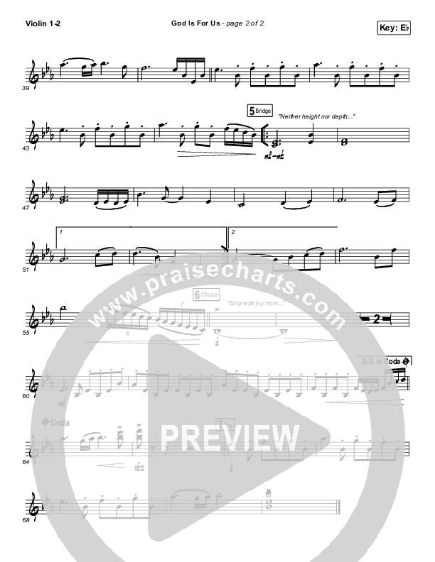 God Is For Us Violin 1,2 (CityAlight)