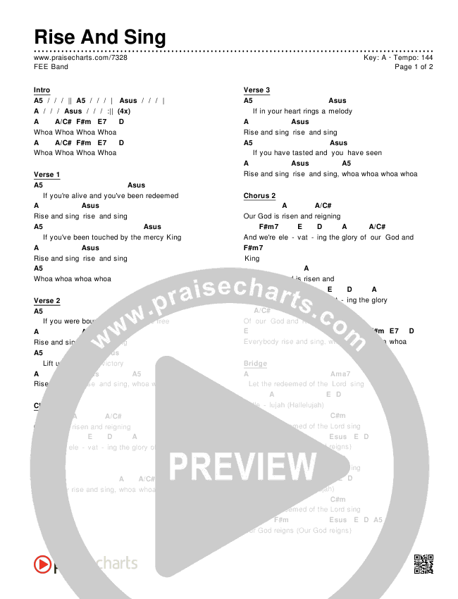 Rise And Sing Chords & Lyrics (FEE Band)
