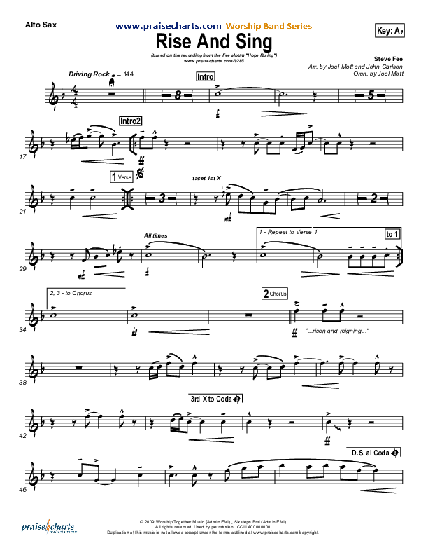 Rise And Sing Alto Sax (FEE Band)